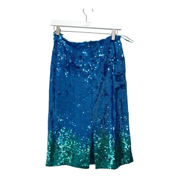 NWT French Connection Blue Green Ombre Sequin Pencil Skirt Size 6 - Picture 9 of 12